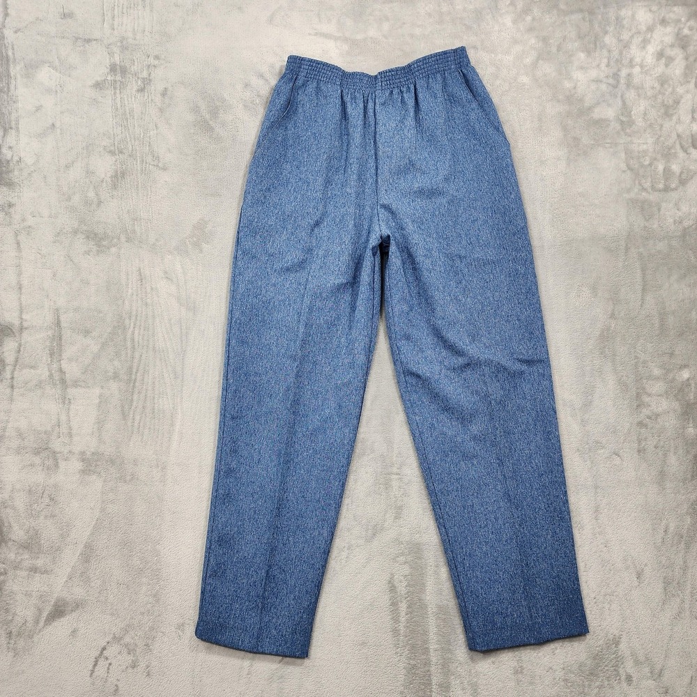 Vintage Briggs New York Dress Pants Womens 10P PETITE Blue Twill Pull On Casual